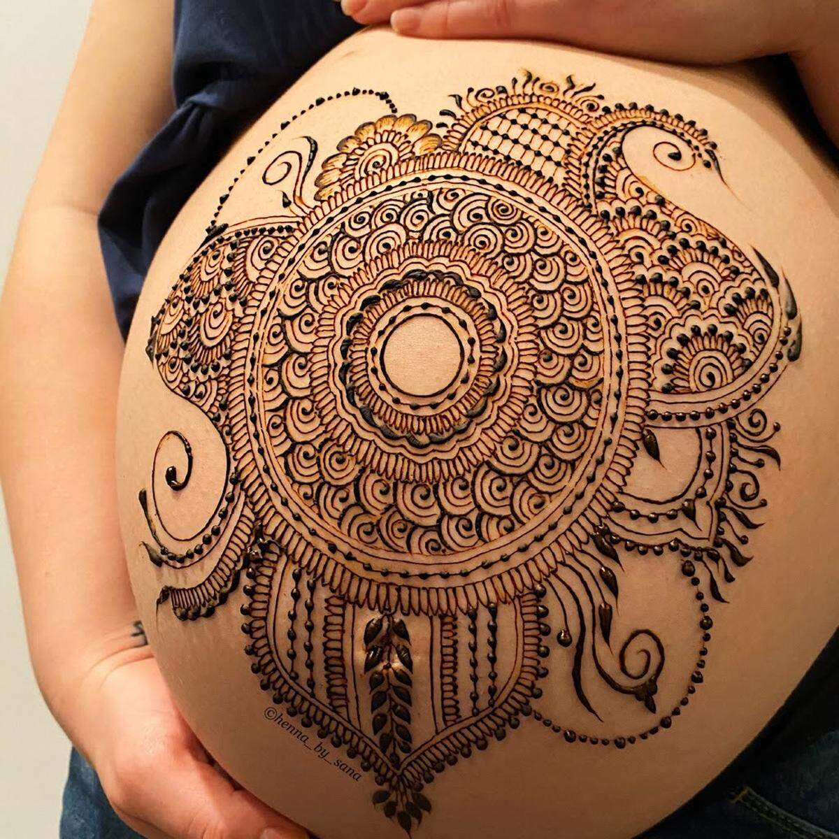 A henna baby blessing is among the designs created by Charlotte artist Sana Nisar.