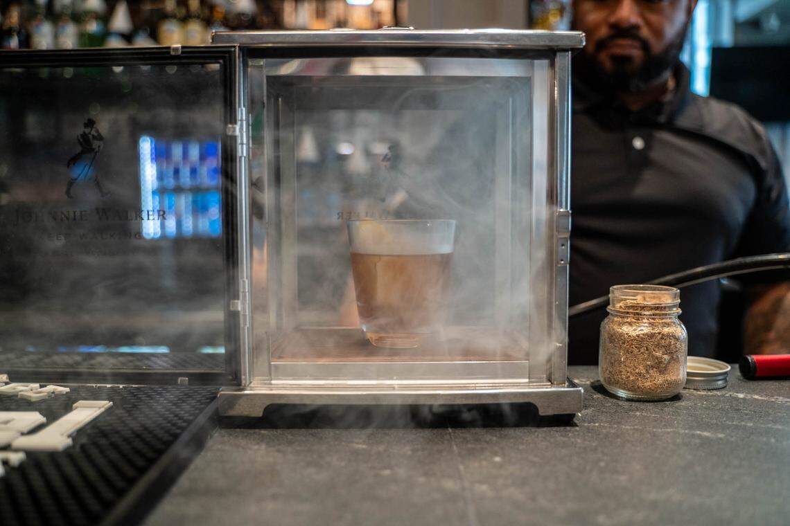 Havana Smoke’s Vedado is a custom take on an Old Fashioned. It goes into a smoker before being served.