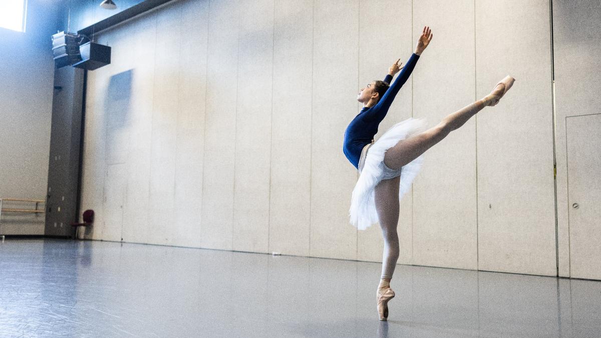 Charlotte Ballet was awarded $5 million from the Knight Foundation for its expansion. Shown, Evelyn Robinson practices for the spring 2024 performance of Swan Lake.