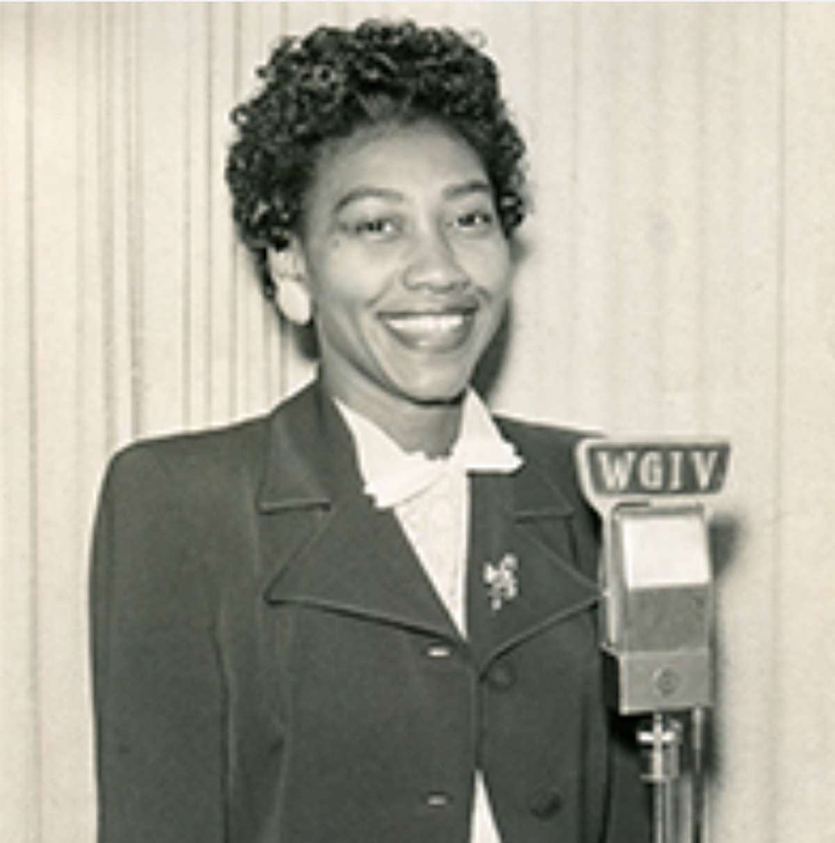 Hattie Leeper, at the mic for radio station WGIV. In the early 1950s, Leeper became the first Black female DJ in Charlotte history.
