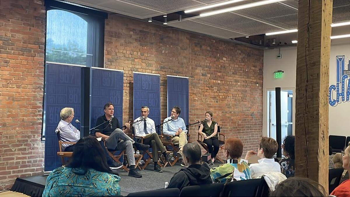 WFAE hosts its Charlotte Talks program at the Philip Carey Building in uptown. The area’s NPR news source is leaving the building next year because of budget cuts.