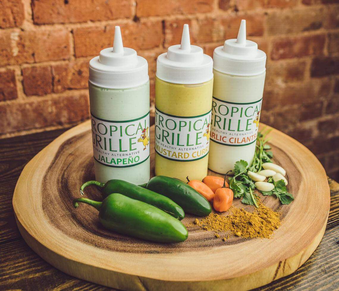 Cuban restaurant Tropical Grille is known for its house-made sauces: garlic cilantro, sweet mustard curry and jalapeno garlic.