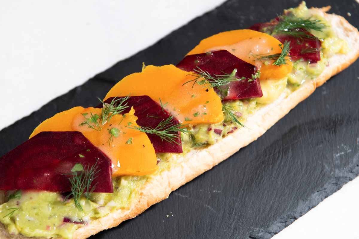 Roots Cafe has revamped its avocado toast to include slow-roasted local beets, butternut squash, clementine and two over-easy eggs. 