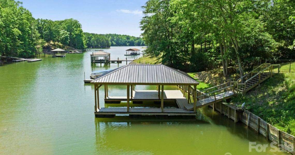 The estate includes this covered dock.