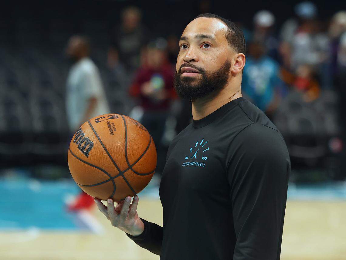 Charlotte Hornets assistant coach Lamar Skeeter prior to the team’s game against the Indiana Pacers at Spectrum Center in Charlotte, North Carolina, on Thursday, Jan. 8, 2026.