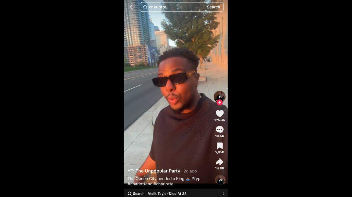 TikTok influencer Malik Taylor posted a video on Wednesday explaining why he moved to the Charlotte area. He died recently, according to his former business fraternity.
