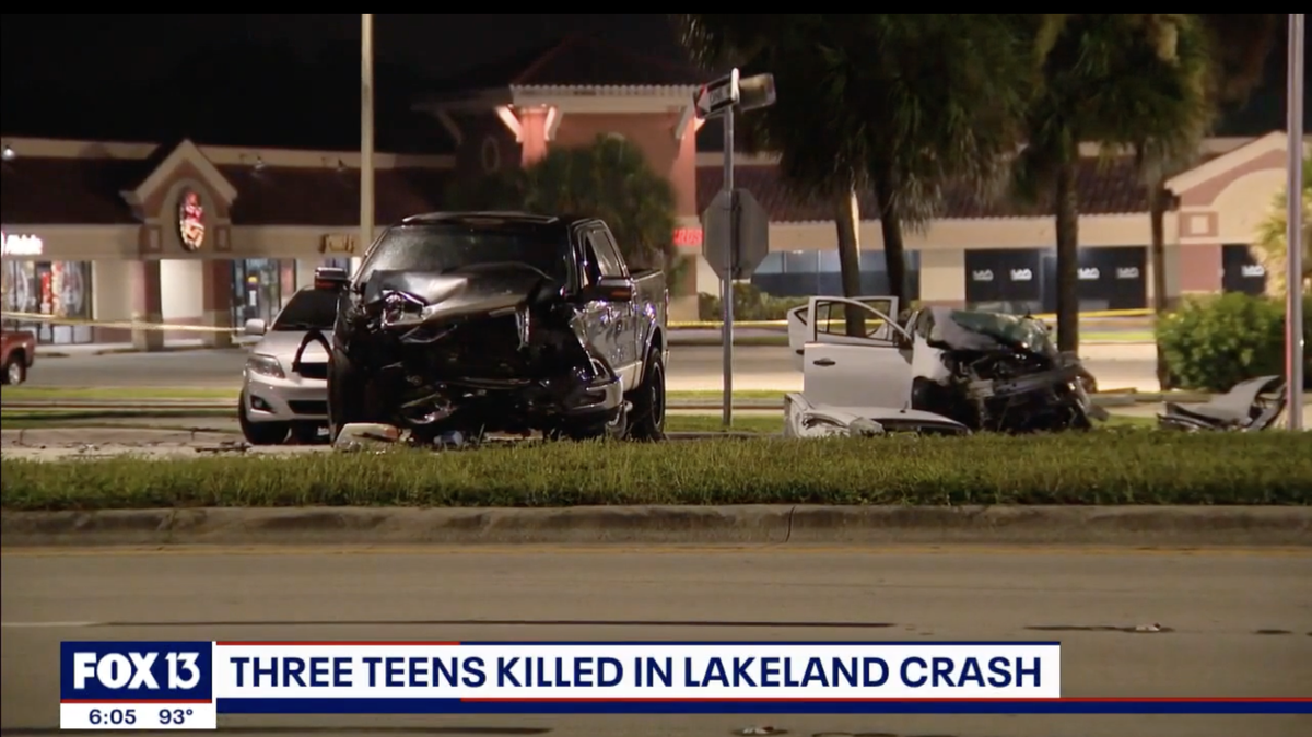 Three young people died in this crash in Lakeland, Florida on Aug. 2, 2023.