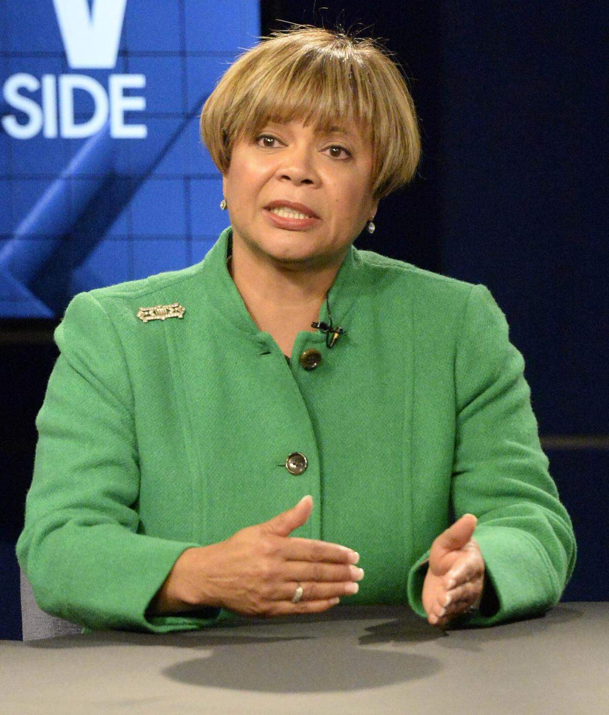 Democratic candidate Vi Lyles answers a question  during a Charlotte Mayoral Debate at WBTV studios on Wednesday, November 1, 2017.