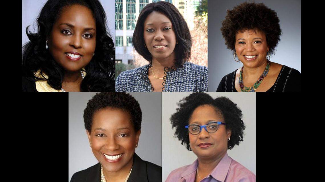 In the past year, a number of senior Black female executives have left Wells Fargo, devastating that bank’s pipeline of diverse talent. Clockwise from upper left: Bevelyn Coleman, Titi Cole, Yvette Clark, Colleen Taylor and Beverly Anderson