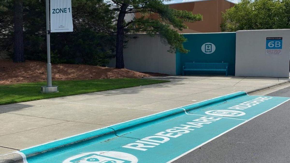 Concord Mills has a new designated rideshare lane near entrance 6, mall property owner Simon said.
