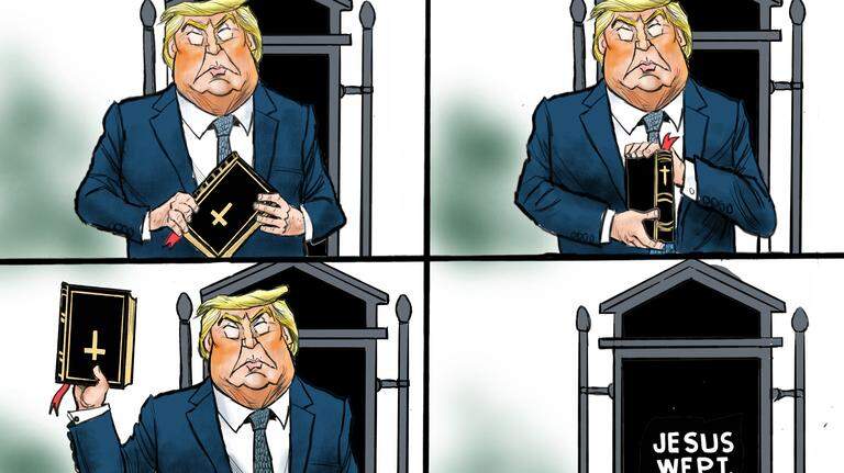 Kevin Siers cartoon: Trump’s Bible Photo-op