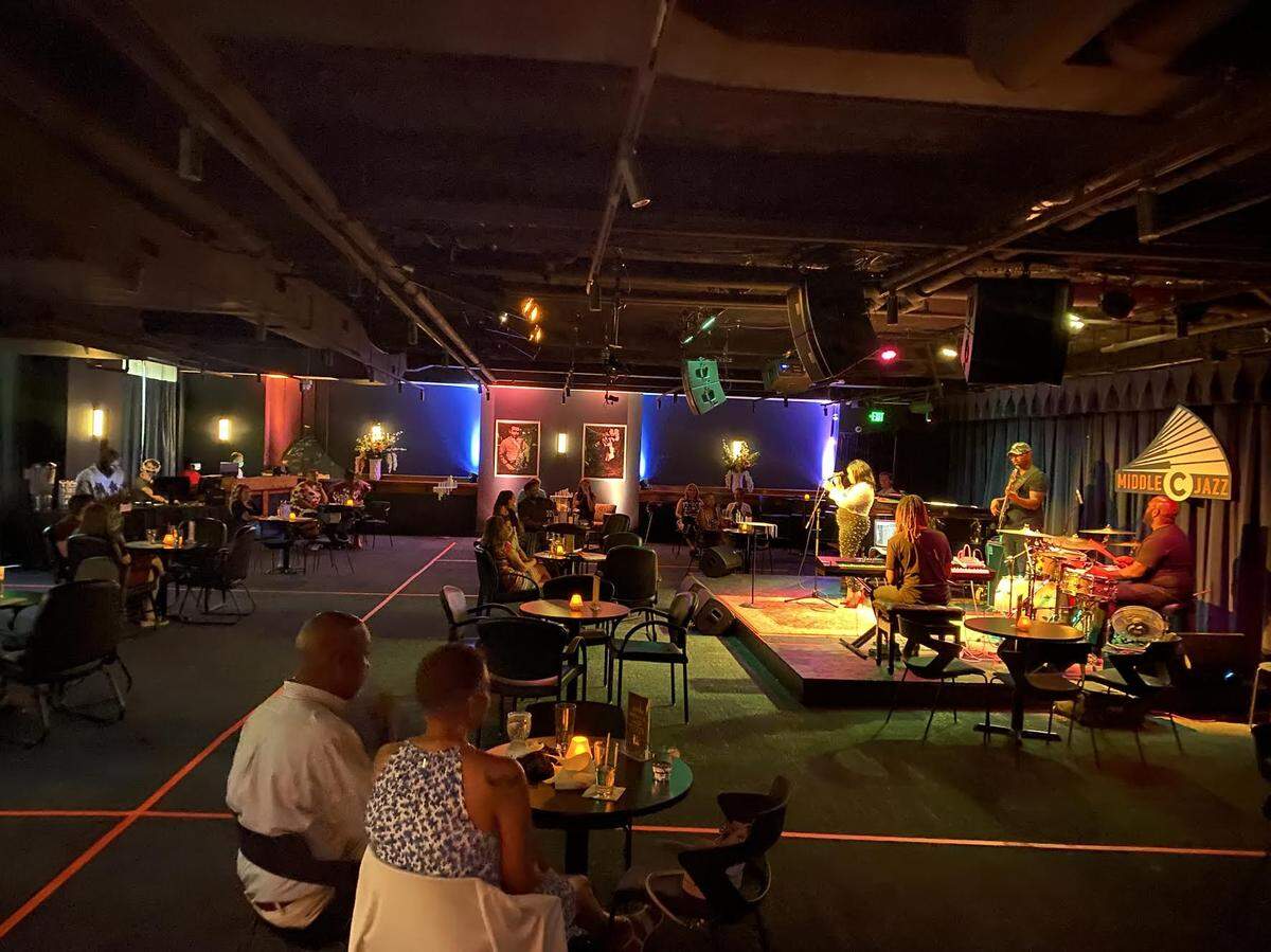New COVID readiness protocols at Middle C Jazz include electrostatic spray disinfectant, extremely reduced club capacity and socially distant seating.