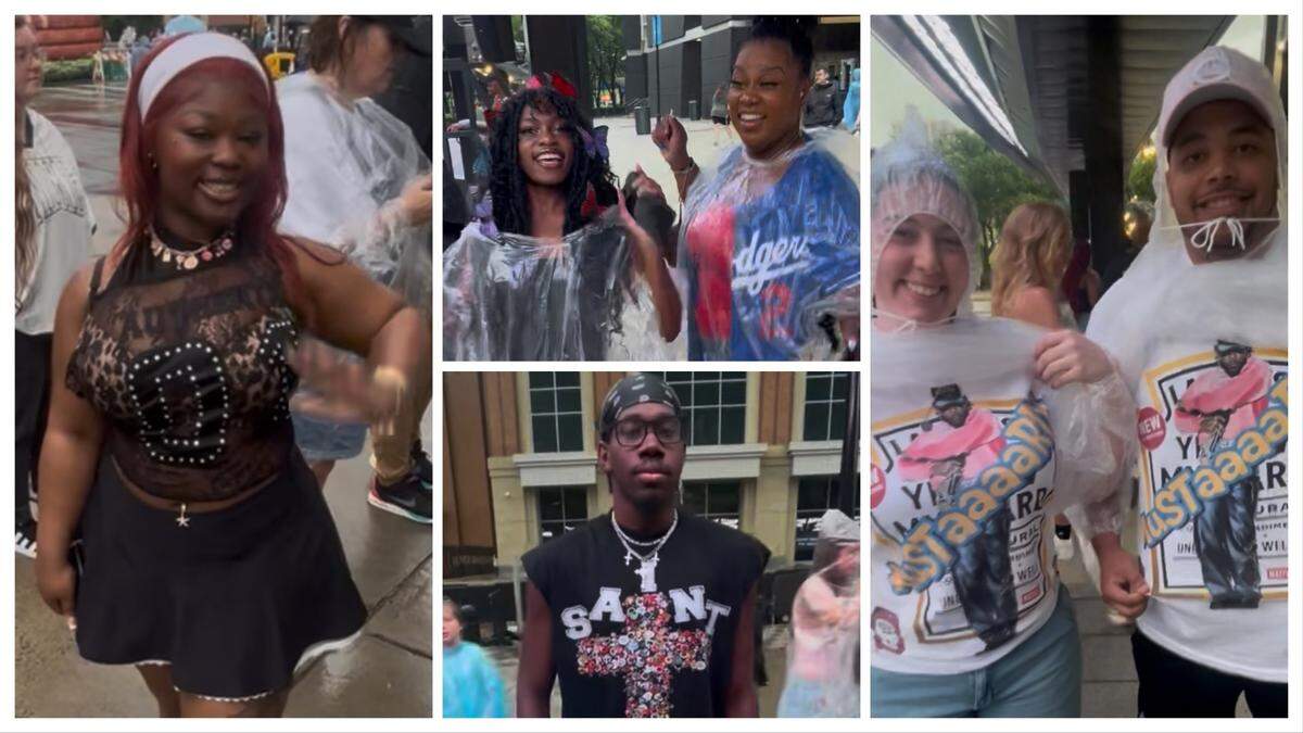 Fans show off their fits before the Kendrick Lamar concert in Charlotte on Saturday, May 3, 2025.