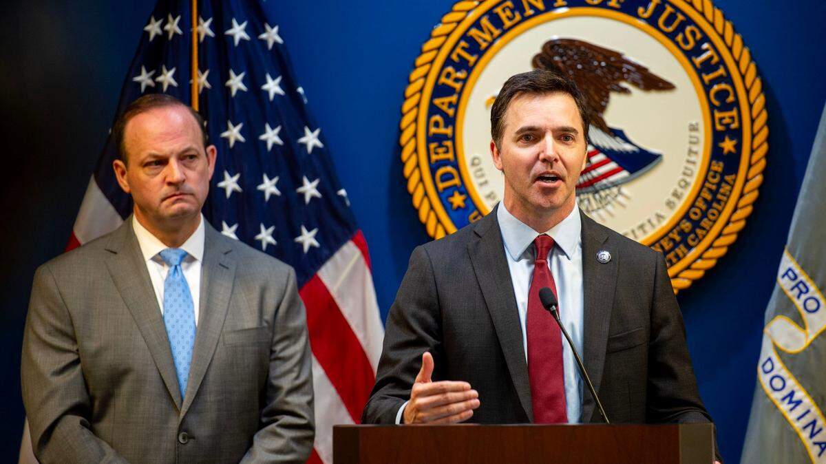 North Carolina Attorney General Jeff Jackson gives remarks in Charlotte, NC, June 30, 2025. 