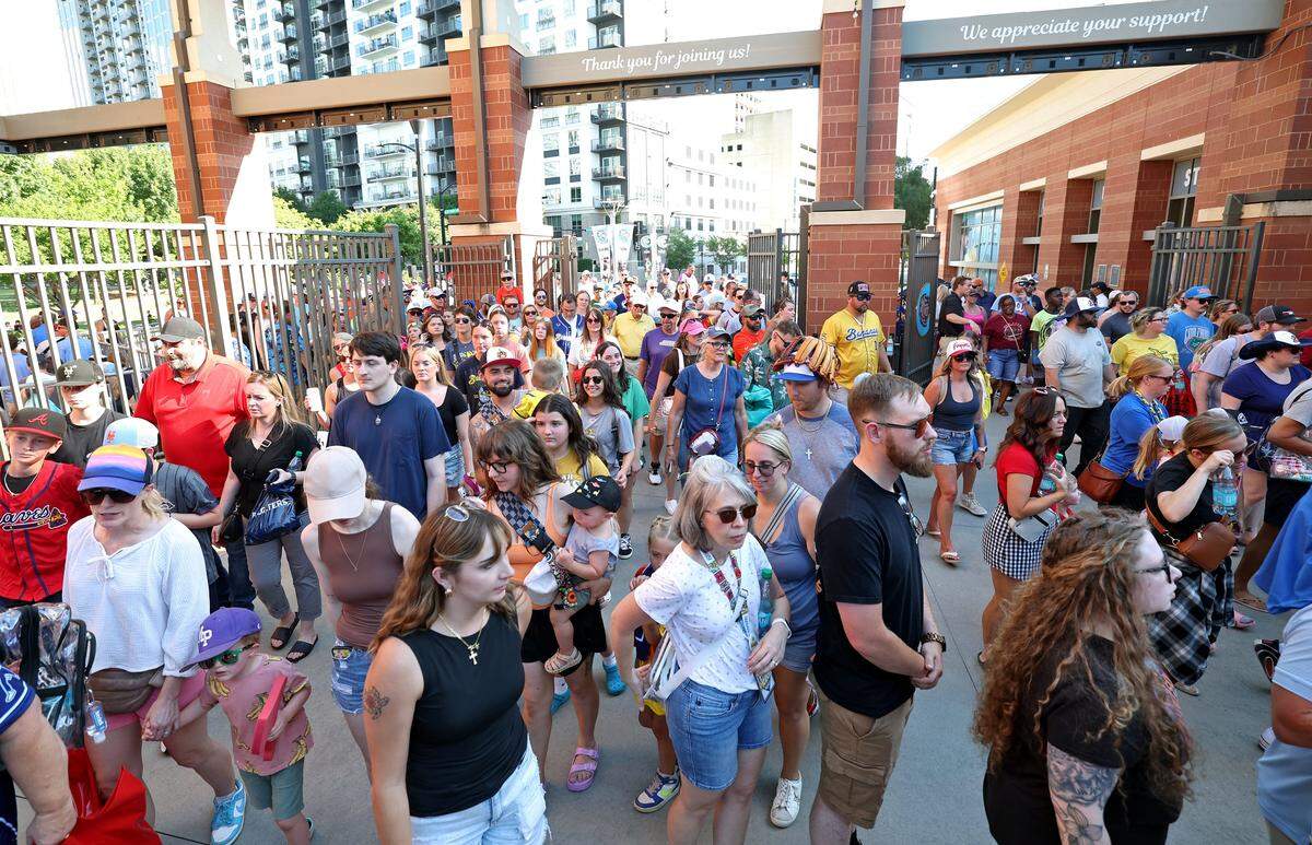 Fans enter Truist Field for Banana Ball action between the Texas Tailgaters and Firefighters on Thursday, June 4, 2026.