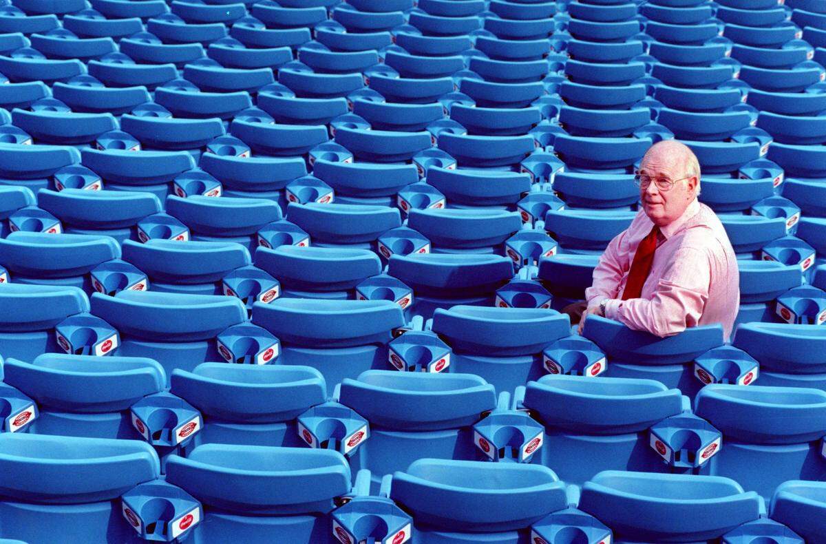 Sports marketing executive Max Muhleman inside Bank of America Stadium in 1998. Muhleman helped make the stadium possible with the concept of permanent seat licenses, which later became widely adopted throughout professional sports by cities and teams seeking new stadiums.