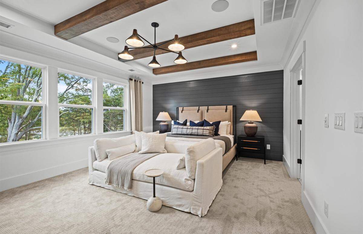 An owner’s suite at a Pulte Homes community, Stonegate in Huntersville.