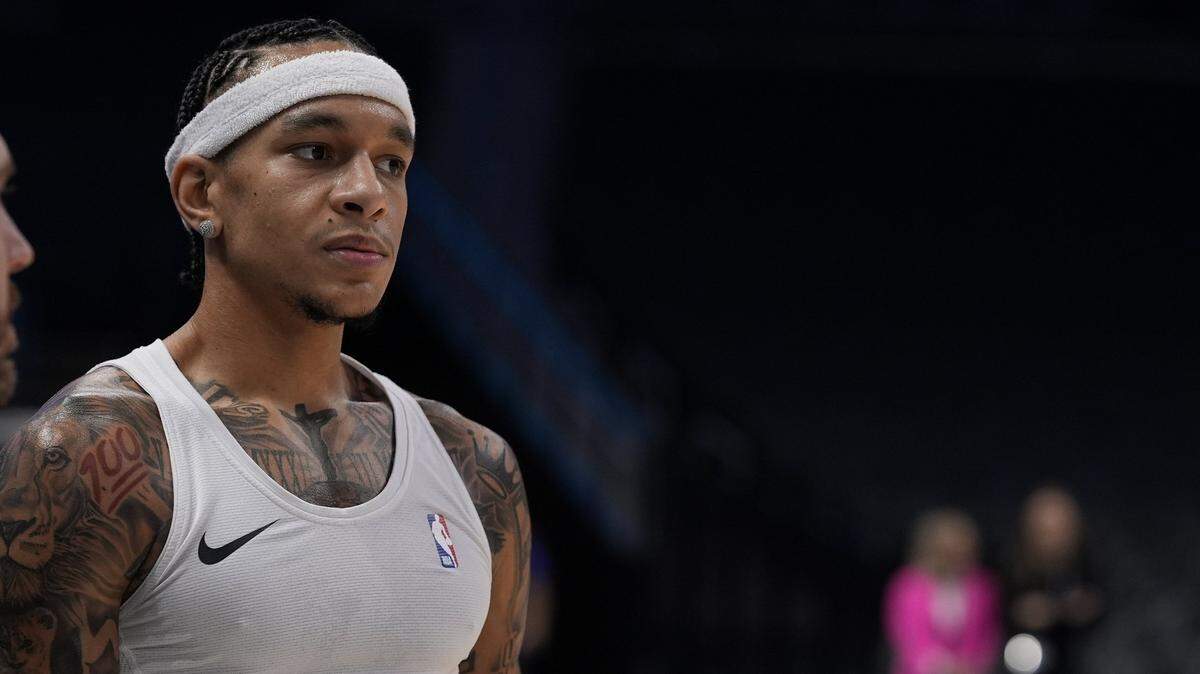 Charlotte Hornets guard Tre Mann (23) during pregame warm ups against the Detroit Pistons at Spectrum Center. 