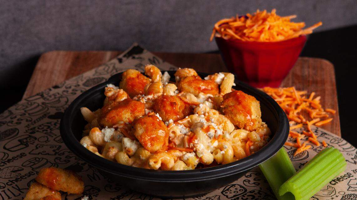 The first 10 guests to make a purchase at the new Indian Land location of I Heart Mac & Cheese will get free macaroni and cheese for one year. Shown here is the Buffalo Blue Bowl.