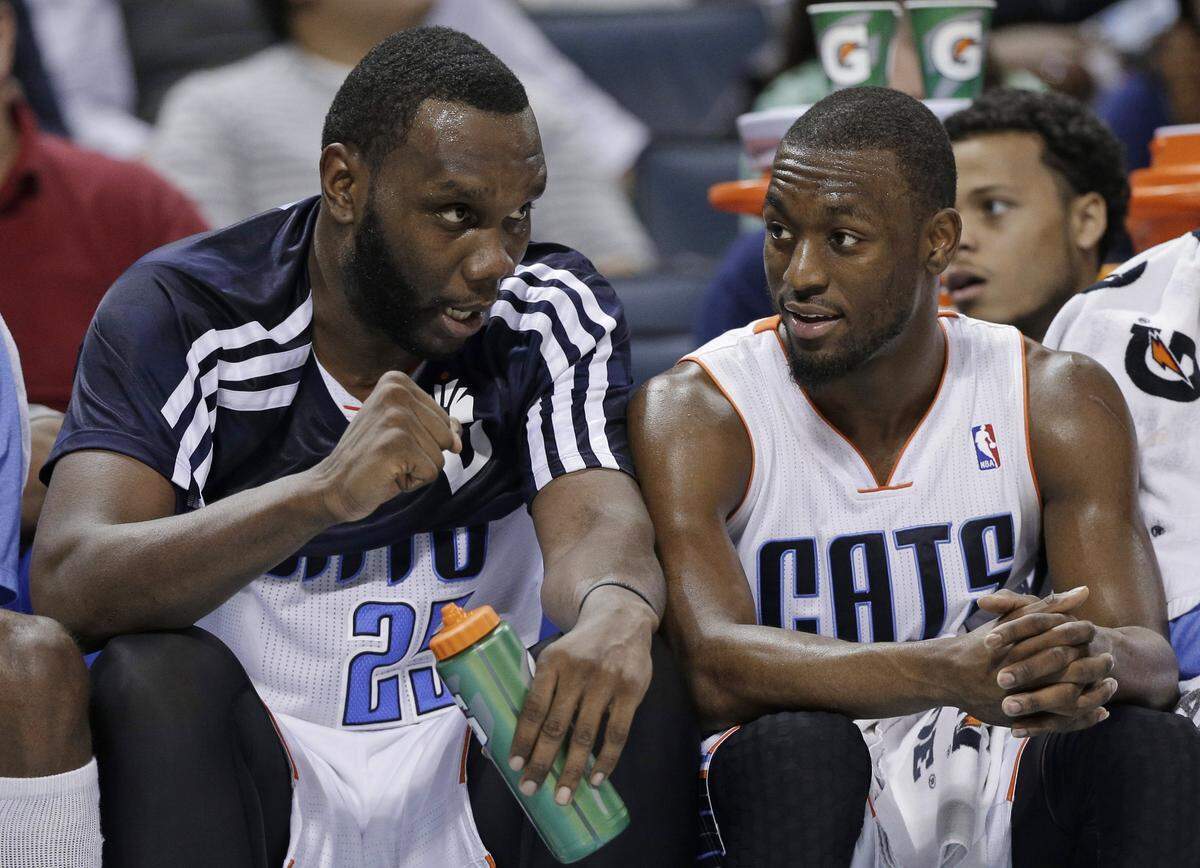 Before they were Hornets, Al Jefferson, left, and Kemba Walker were Charlotte Bobcats. Jefferson, who now plays in the BIG3 basketball touring league, says his former teammate should “follow his heart” when NBA free agency begins Sunday.