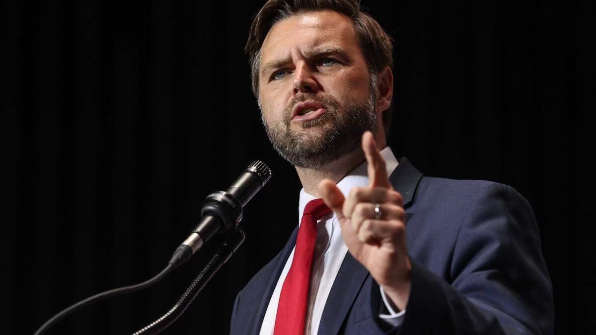 Sen. JD Vance, the GOP vice presidential candidate, speaks to supporters during a rally at Dale F. Halton Theater on the campus of CPCC in Charlotte, NC on Monday, Sept. 23, 2024.