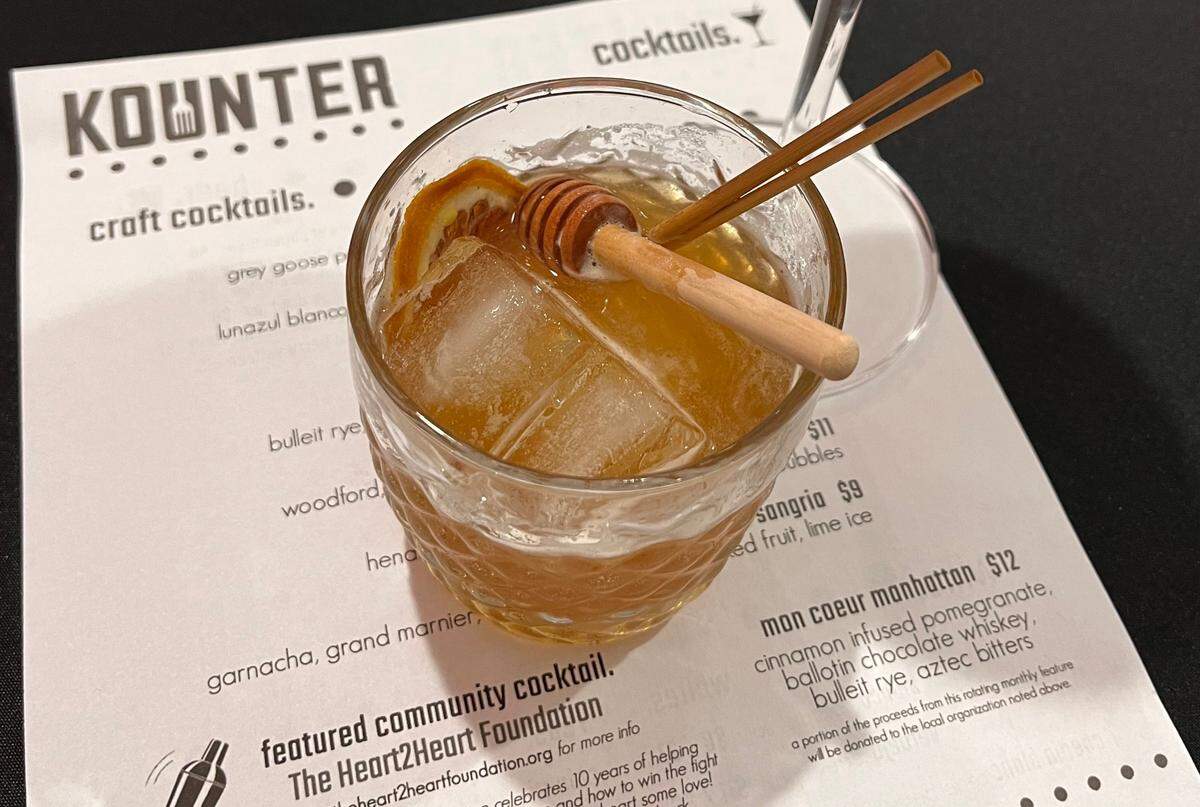 Kounter’s Winter is Coming cocktail ($10) is made with Woodford Reserve bourbon, winter spiced maple syrup and fresh lemon.