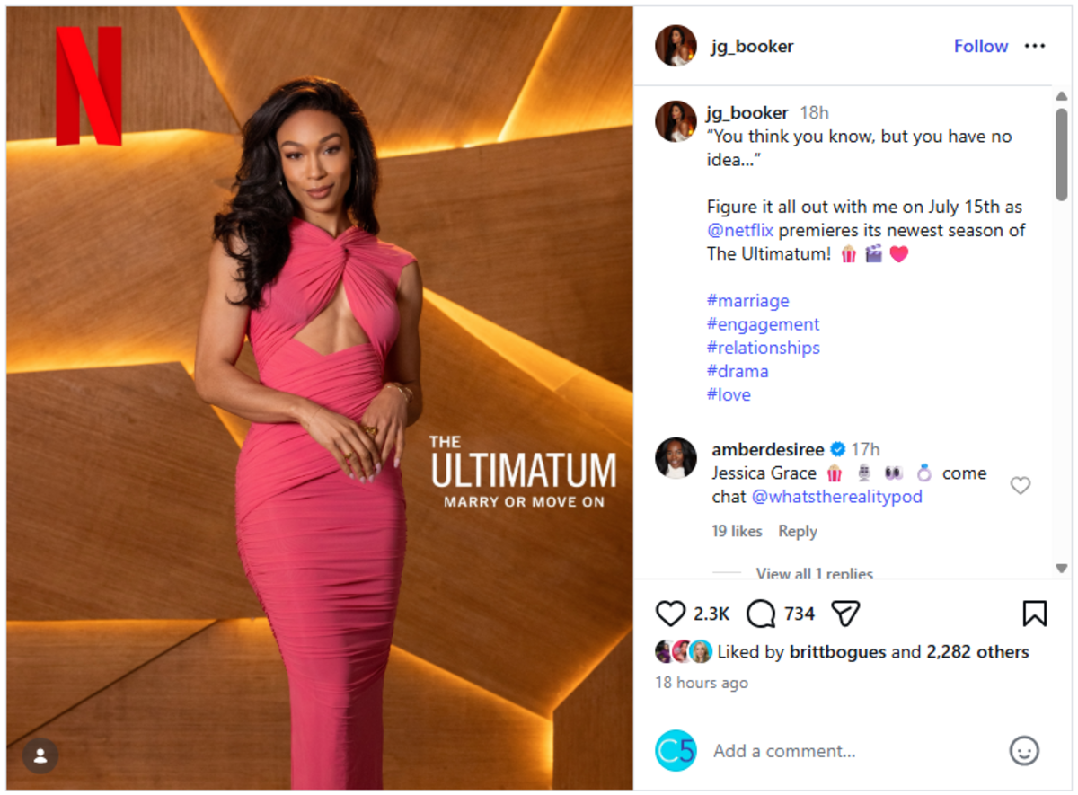 Jessica Grace Booker, a Charlotte real estate agent, will appear on Netflix’s upcoming season of “The Ultimatum.”