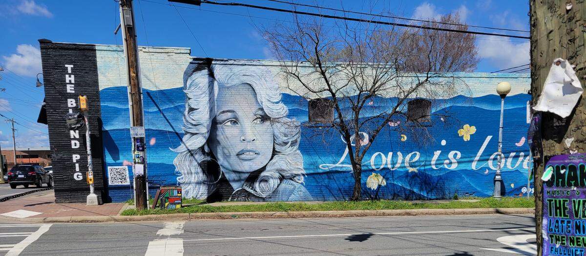 Dustin Moates created the Dolly Parton mural at the corner of North Davidson and 36th streets in NoDa.