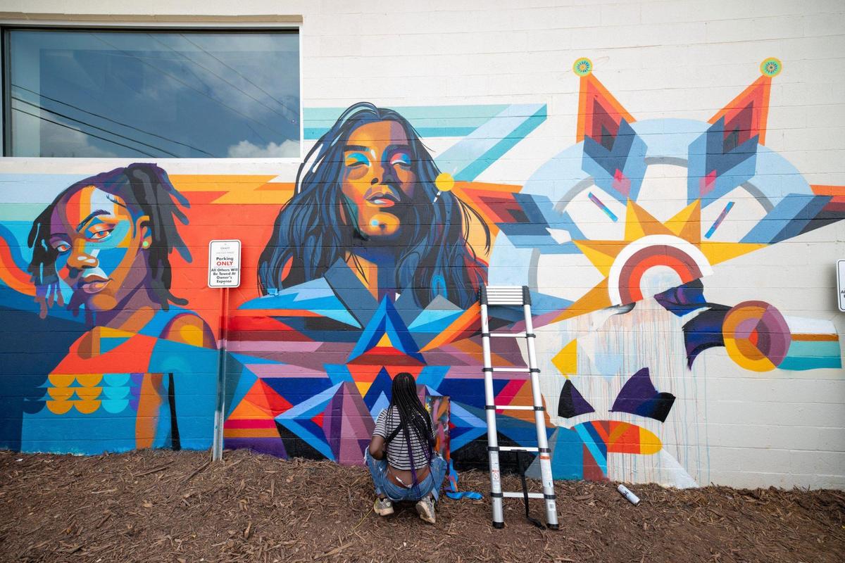“Stronger Together” by Georgie Nakima at South Church and Lincoln streets, 2020.