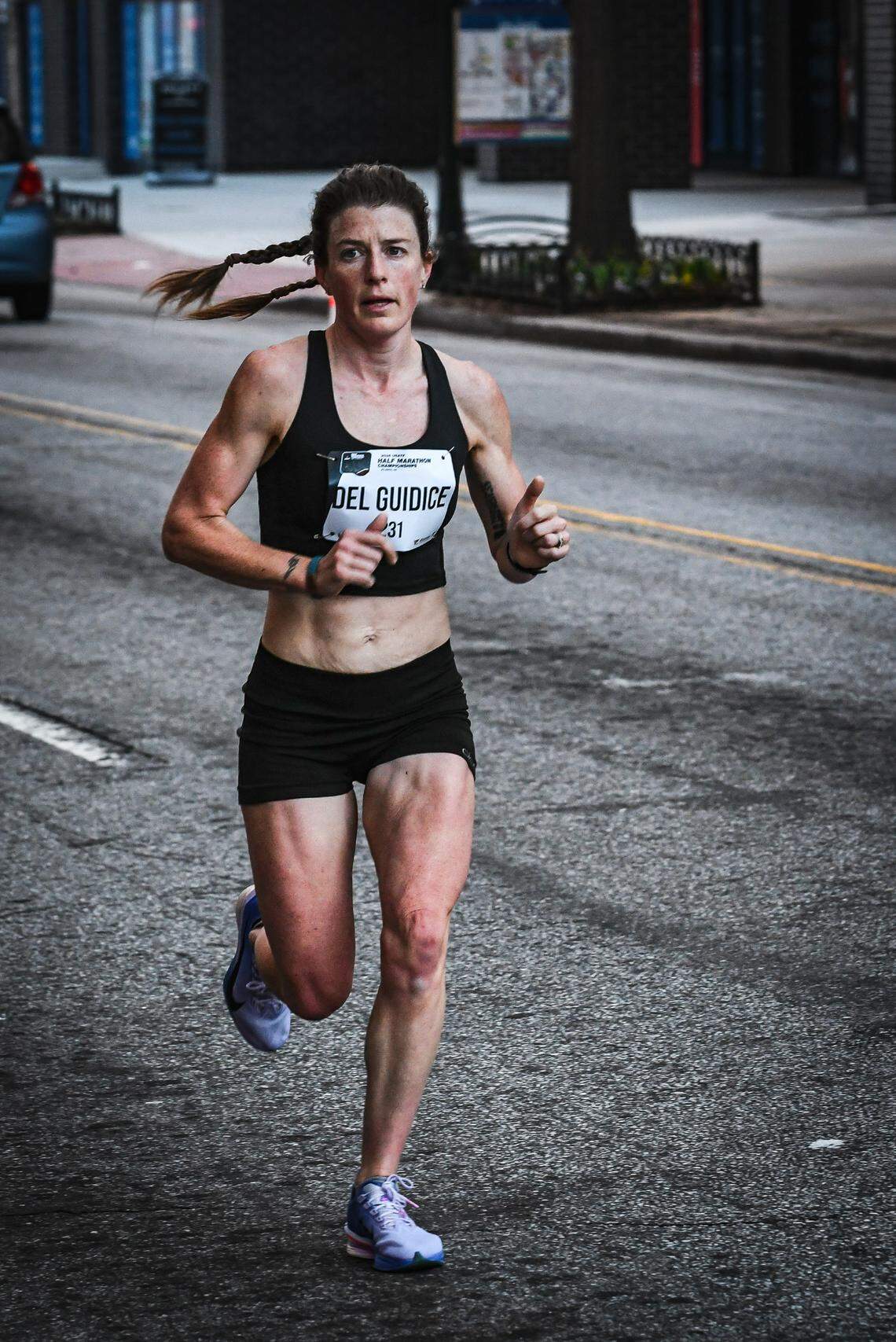 Erin Del Giudice runs in the 2026 Publix Atlanta Half Marathon last month.