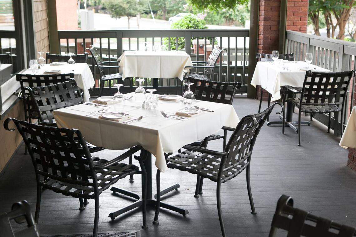 Warm up next to an infrared heater during a meal on Fig Tree’s patio.