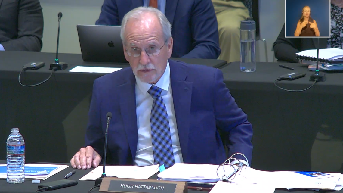 CMS Interim Superintendent Hugh Hattabaugh speaks Tuesday during his first meeting on the job. Hattabaugh was named interim superintendent after the firing of Earnest Winston.