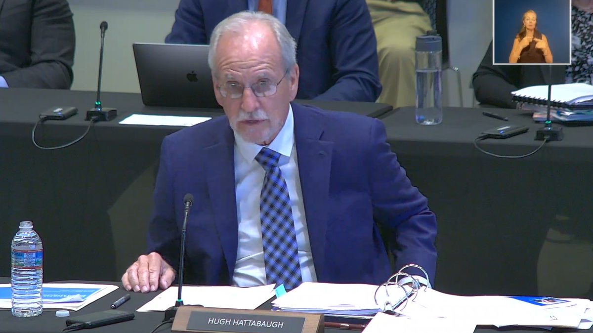 CMS Interim Superintendent Hugh Hattabaugh speaking during his first meeting on the job. Hattabaugh was named interim superintendent after the firing of Earnest Winston.