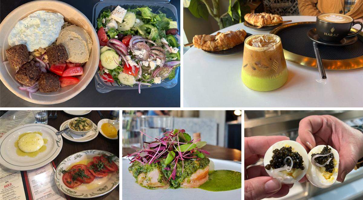 Our favorite restaurants of 2024 included, from top left: Greco Fresh Grille, Haraz Coffee House, Little Mama’s, L’Ostrica, Prime Fish Cellar. Now, we want to know your favorite meals from 2025.