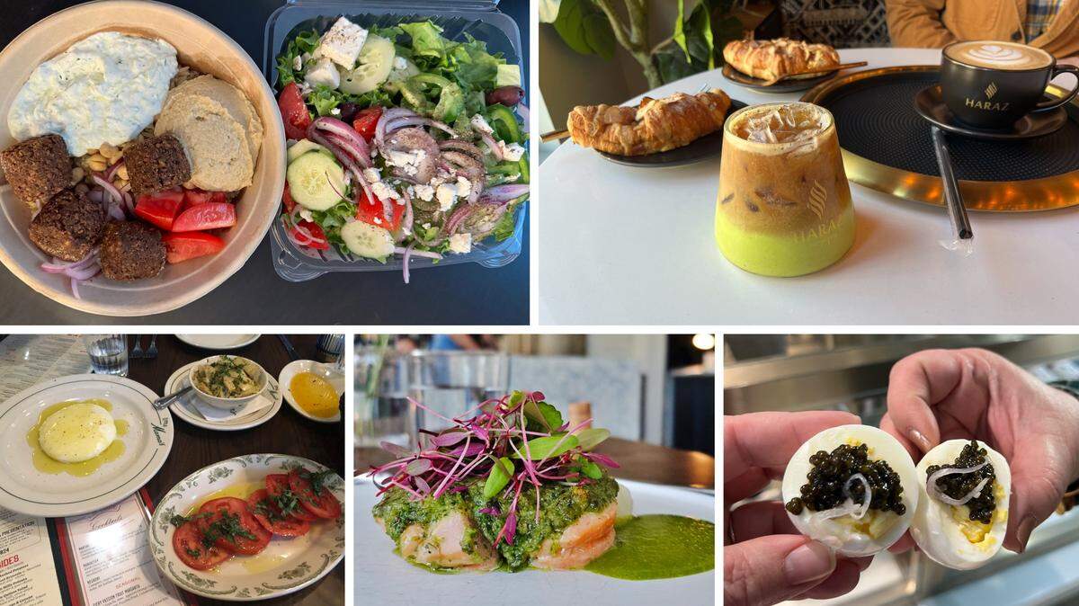 Our favorite restaurants of 2024 included, from top left: Greco Fresh Grille, Haraz Coffee House, Little Mama’s, L’Ostrica, Prime Fish Cellar.