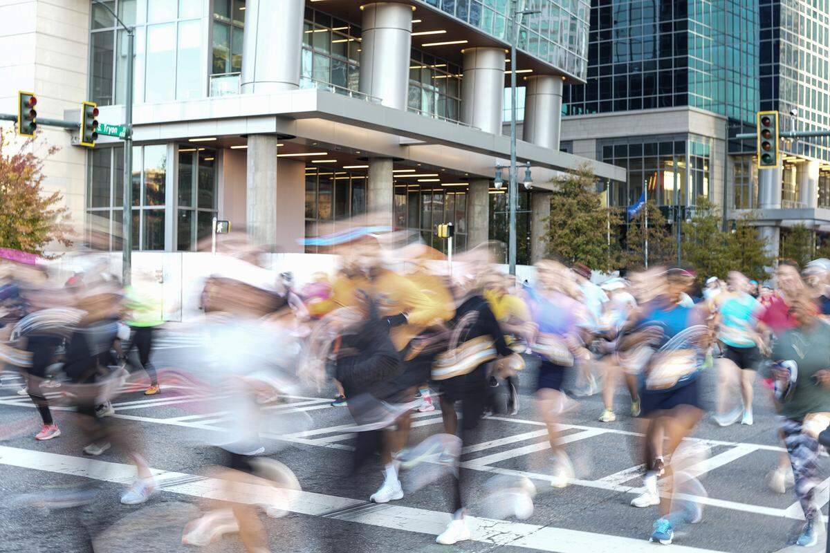Participants compete in the Novant Health Charlotte Marathon Saturday, Nov. 15, 2025, in Charlotte, N.C.
