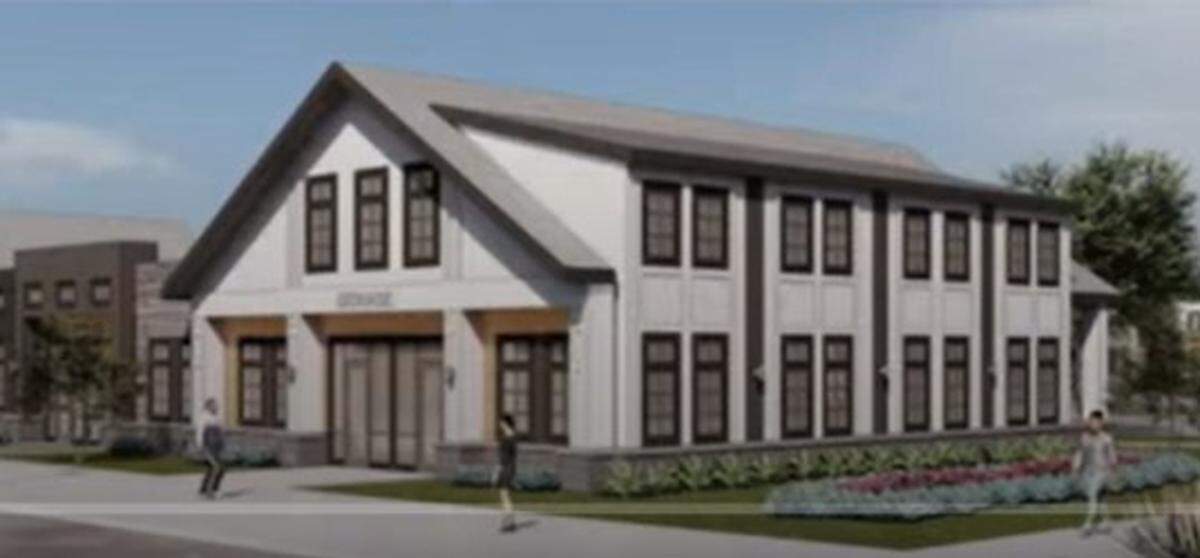 This two-story commercial building would be part of the proposed Mission Stumptown mixed-use development in Huntersville.