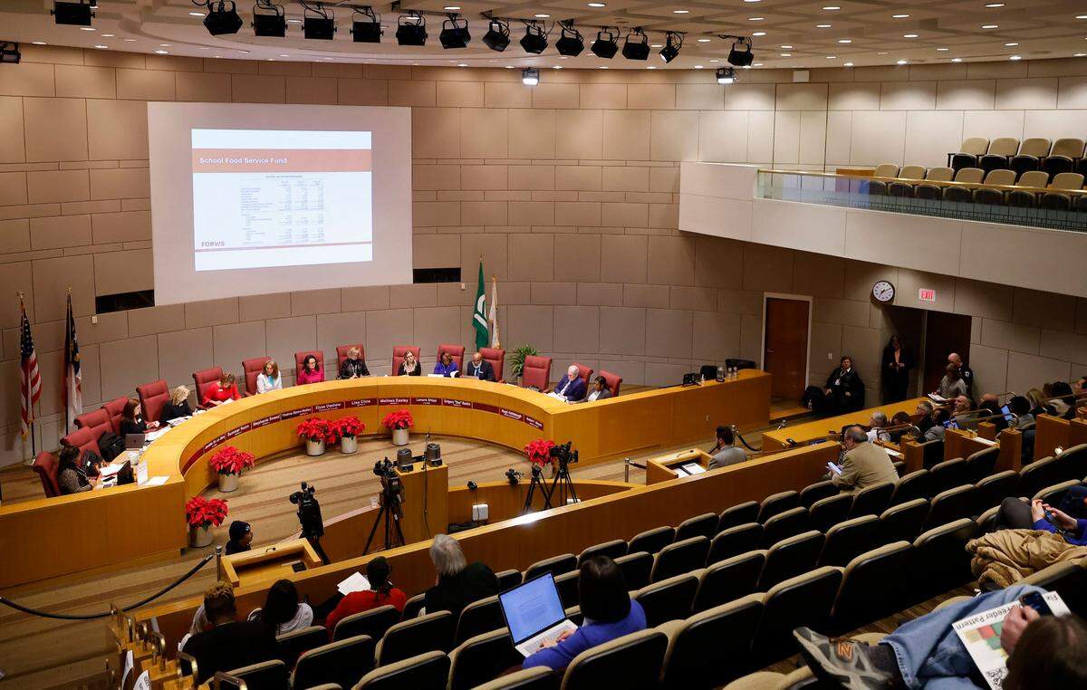 The CMS board meets at the Charlotte-Mecklenburg Government Center in Charlotte, N.C., Tuesday, Dec. 13, 2022.