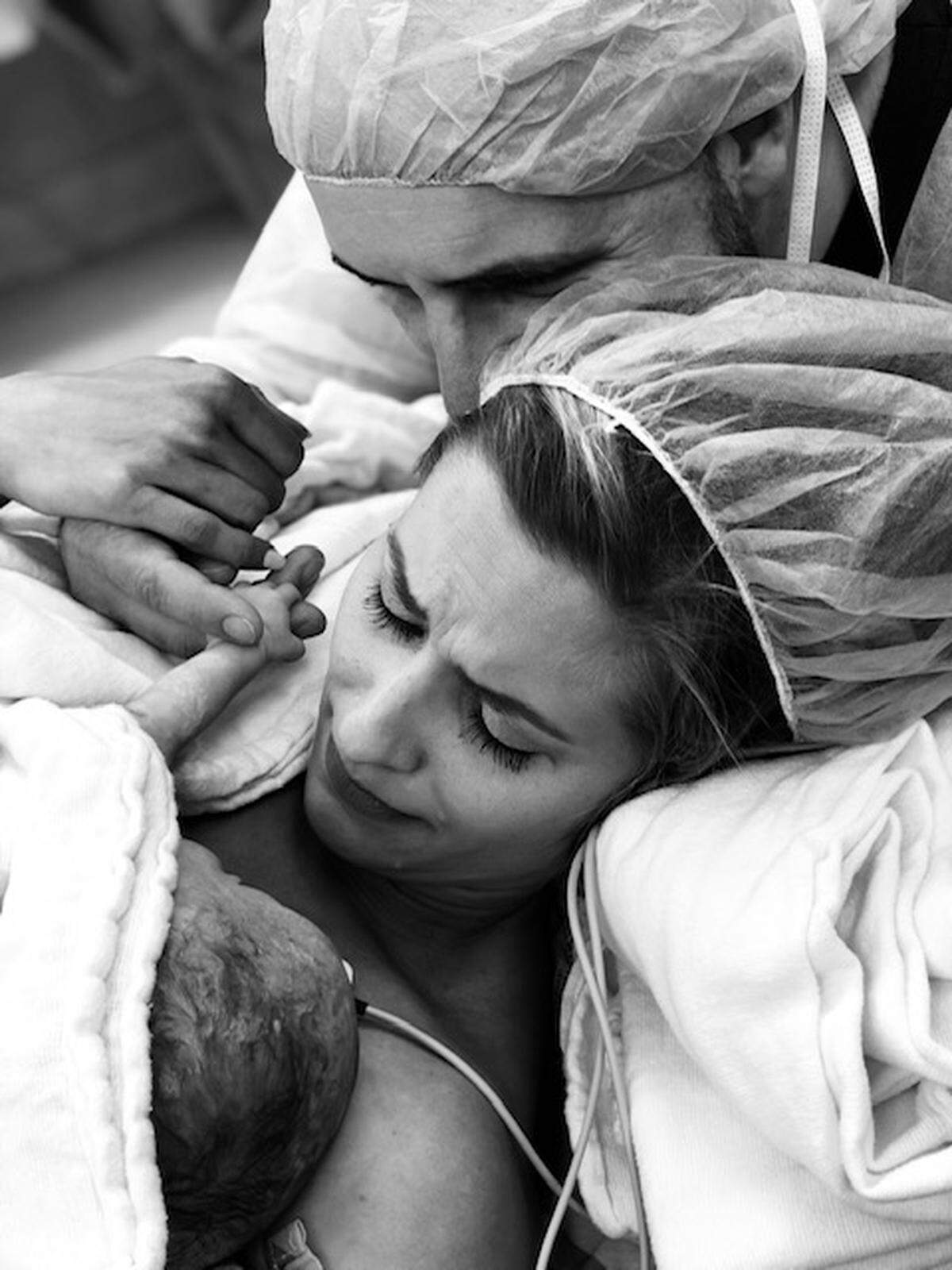 Josh Lucas and Allison Latos, photographed on May 13, 2020, with their daughter Hannah.