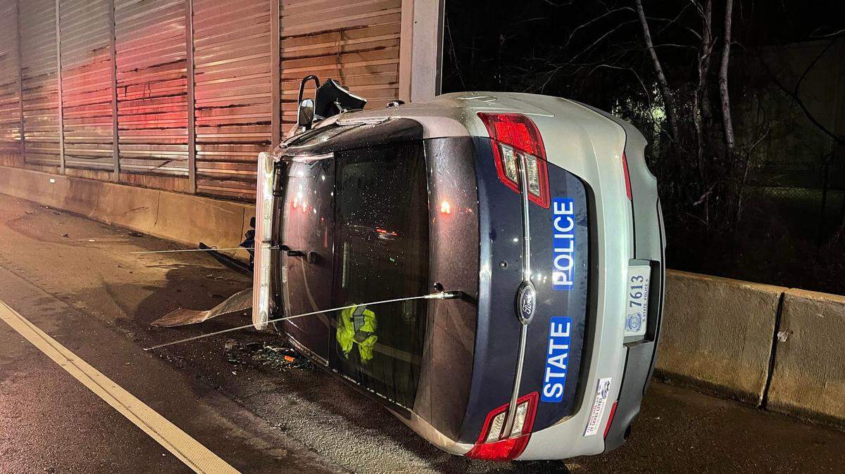 A Maryland man has been charged after he allegedly led Virginia State Police on a chase that ended with one squad car flipped over.