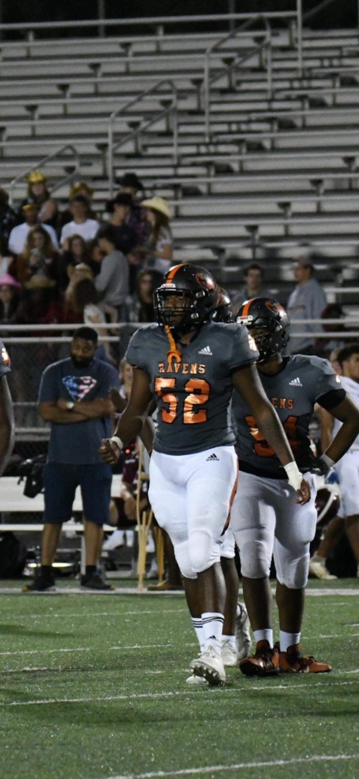 Rocky River defensive end Rashaad McCollum