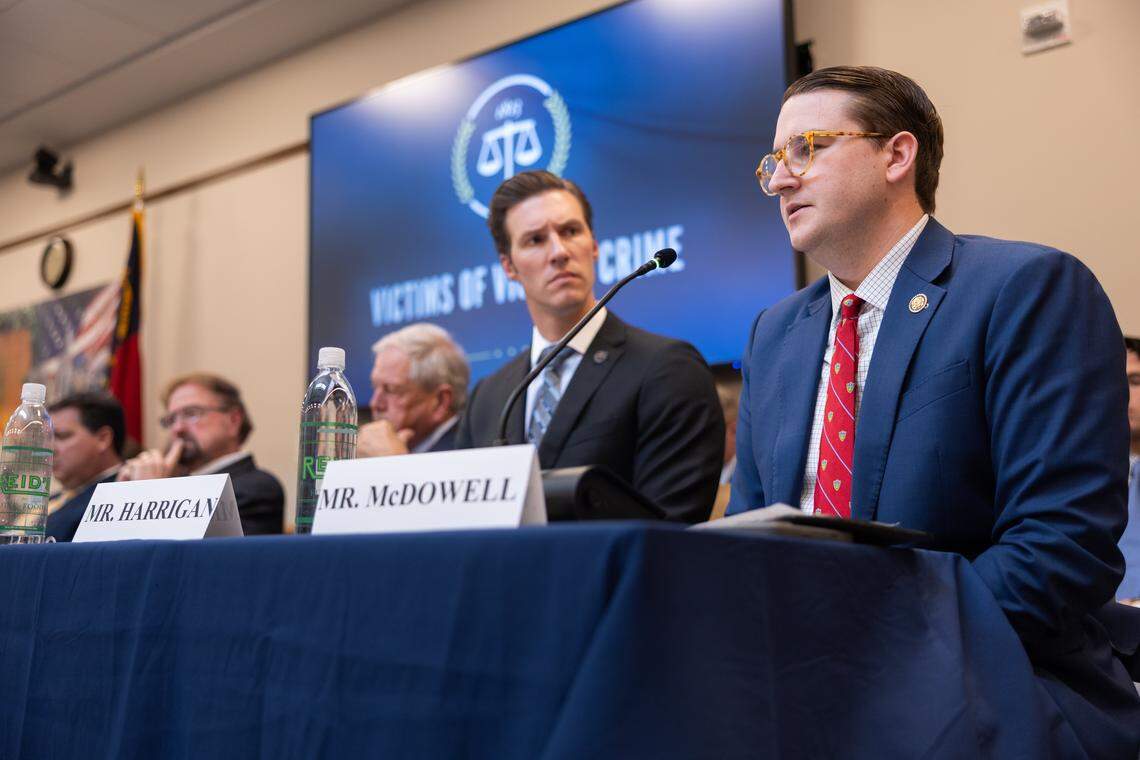 Rep. Addison McDowell speaks during a U.S. House Judiciary subcommittee hearing in Charlotte on crime and public safety in the wake of the light rail stabbing at Charles R. Jonas Federal Building in Charlotte N.C., on Monday, September 29, 2025.