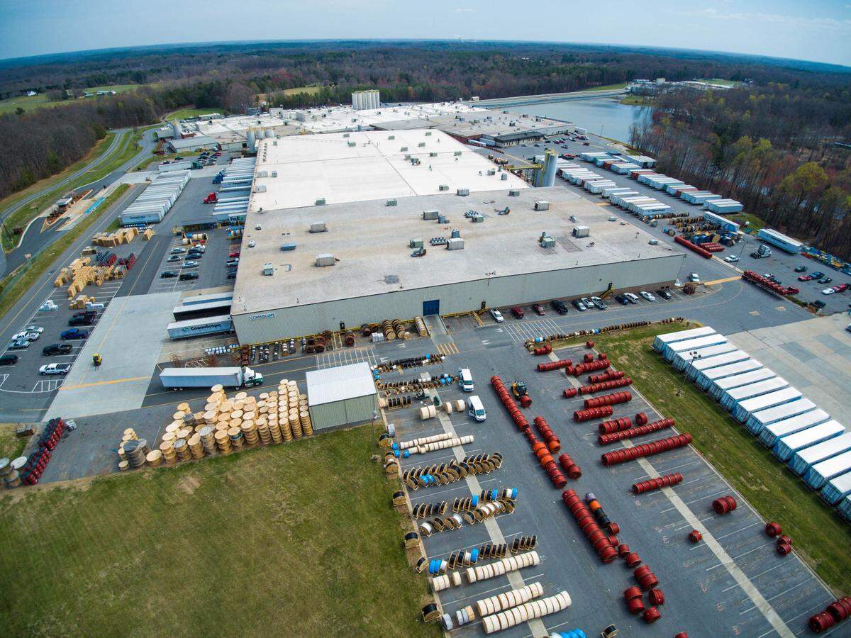 Arial view of CommScope’s Catawba County facility. The company is planning a $60 million expansion.