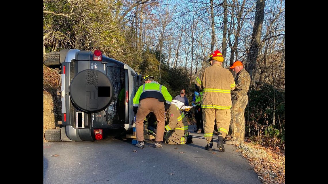 This crash involved an SUV that flipped onto its side, trapping someone’s arm between the vehicle and the pavement, officials said.
