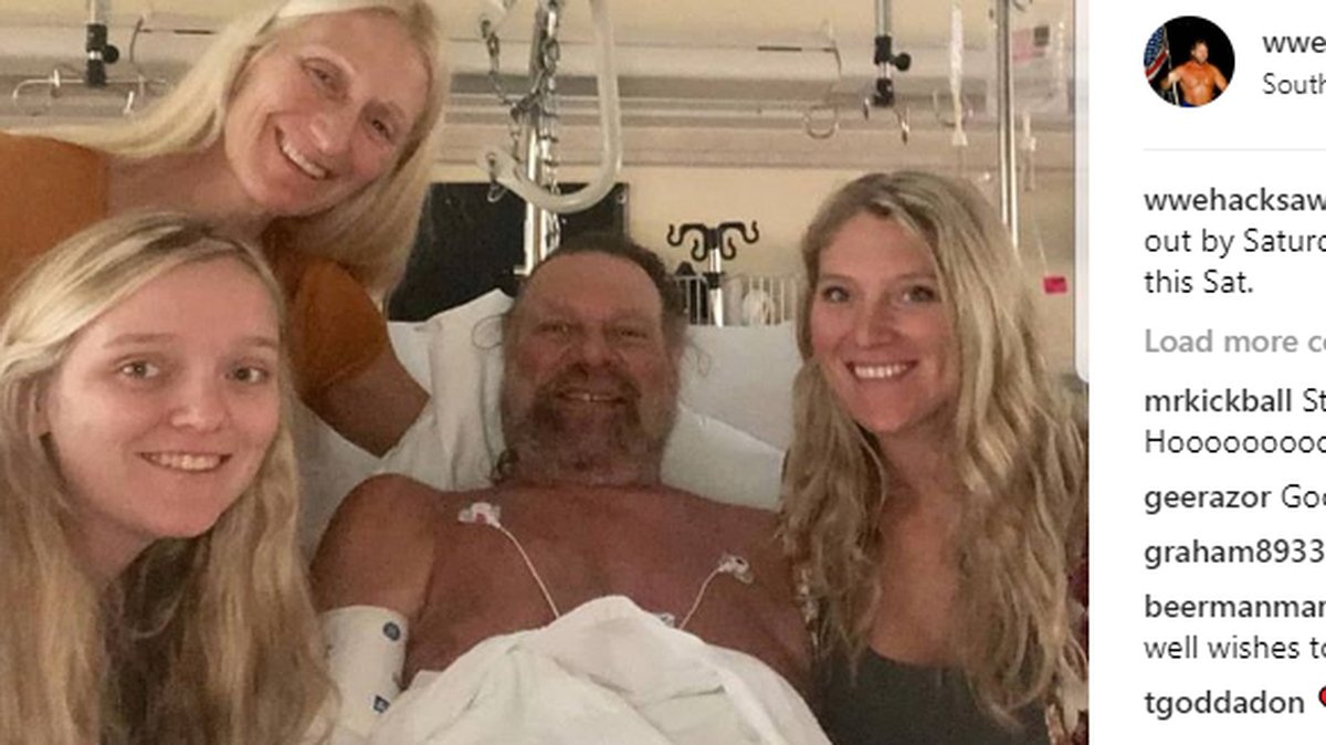 Photo posted on Jim “Hacksaw” Duggan Instagram account of his hospital stay.
