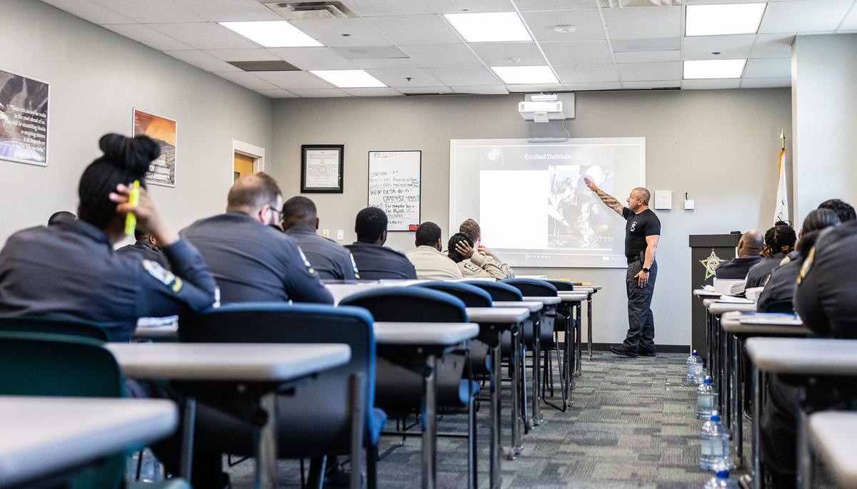 A class is held in the only classroom at the Mecklenburg County Sheriffs Office Training Academy in Charlotte, N.C., on Thursday, June 8, 2023.