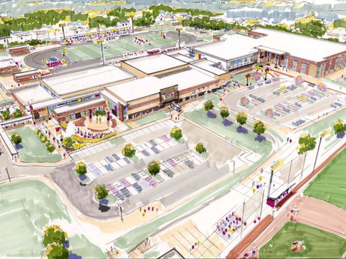 A rendering of the new West Charlotte High building.