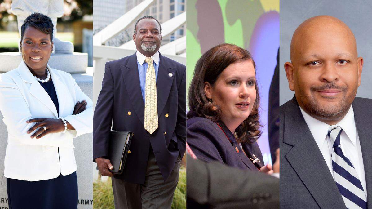 NC District 112 candidates are Yolanda Holmes, left, Jay Holman, Tricia Cotham, and Rodney Moore, right.