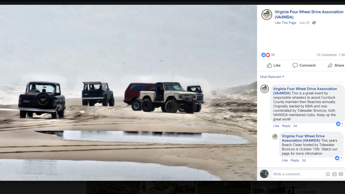 Virginia Four Wheel Drive Association members assisted Currituck County in beach maintenance earlier this month, according to the group’s Facebook page.