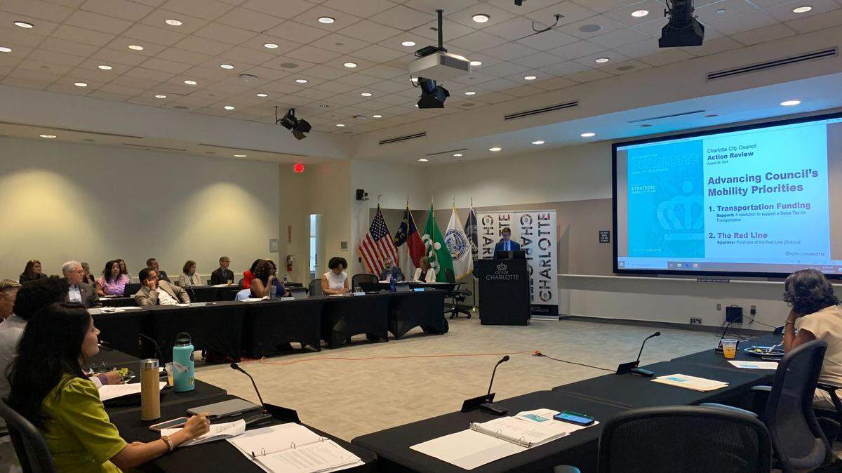 Charlotte City Council members meet Monday to hear a presentation about the Red Line train project, including purchasing train tracks and right of way along Graham Street.